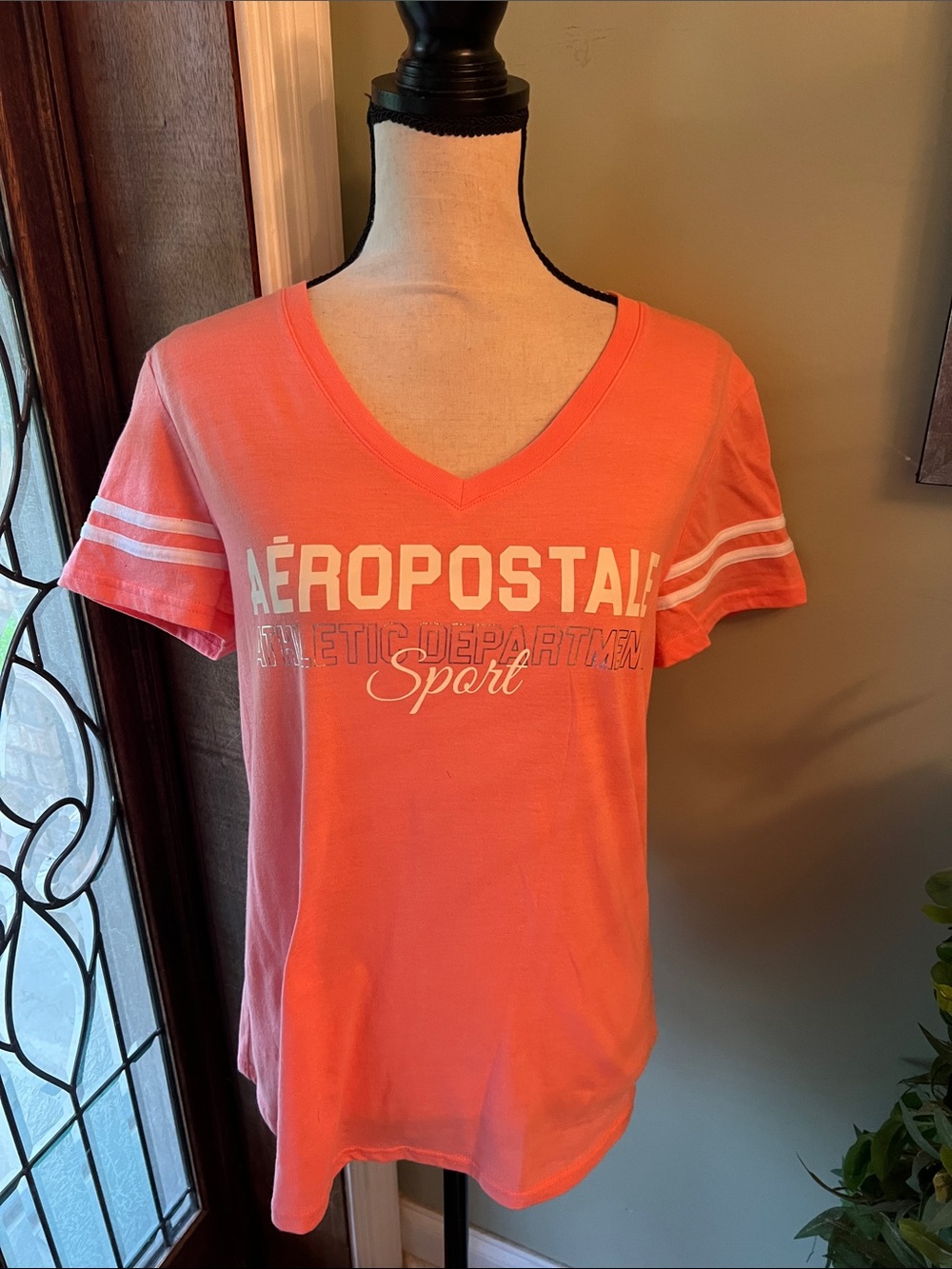 Aéropostale Coral V-Neck Sport T-Shirt
